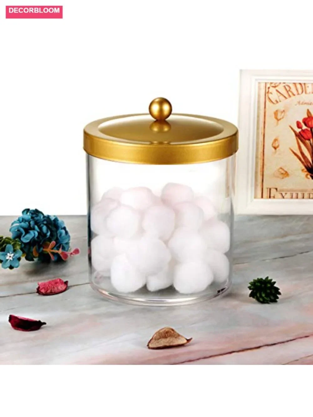 50oz Large Clear Apothecary Jar with Gold Rust-Proof Lid Shatterproof Plastic